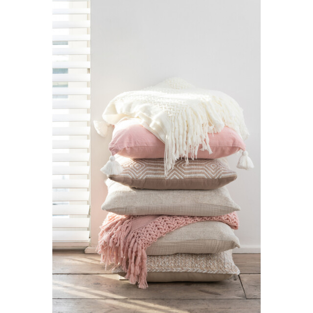 J-Line Plaid knitted acrylic white 33431 large
