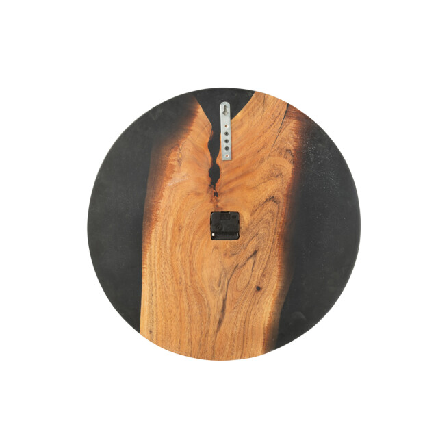 J-Line Wall clock modern acacia wood/resin natural/black 51003 large