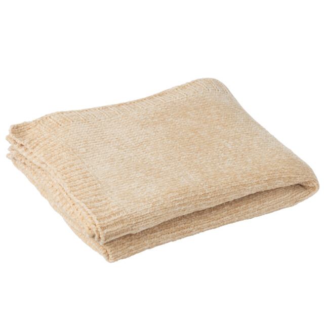 J-Line Blanket chenille polyester beige 57034 large