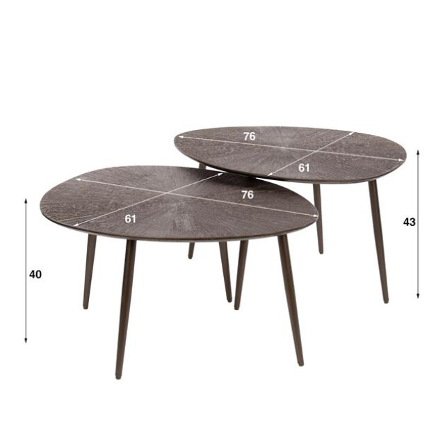 Hoyz salontafel brown ray metal organisch brons donker set 3222871 large
