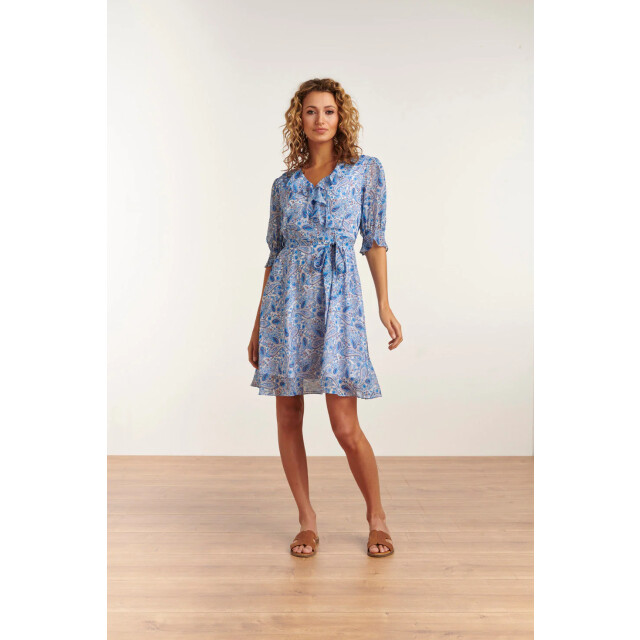 Smashed Lemon Zomerse chiffon jurk met overslag en ruffels in paisley 23113-000-625 large