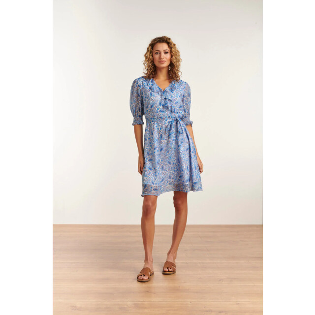 Smashed Lemon Zomerse chiffon jurk met overslag en ruffels in paisley 23113-000-625 large