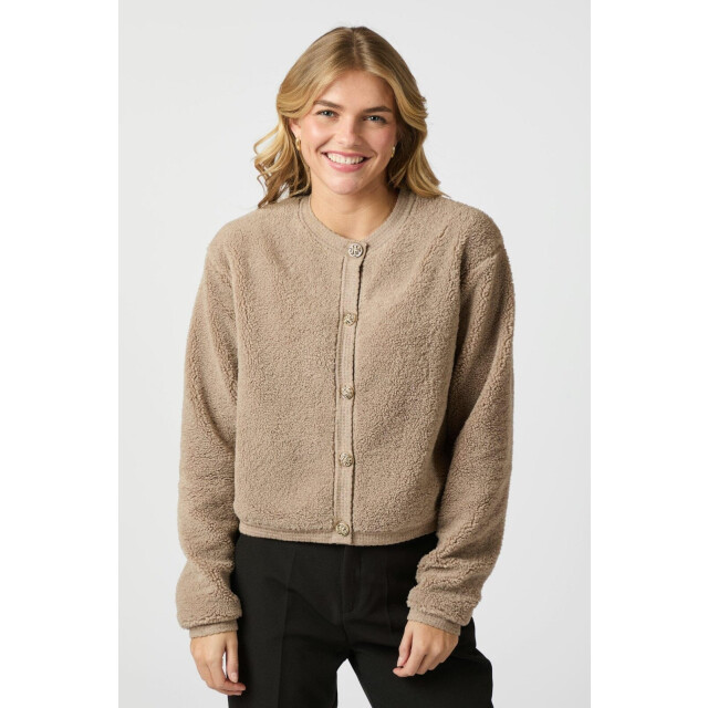 Neo Noir limo fluffy knit cardigan 161963 125 dark sand 06741.820.0066 large