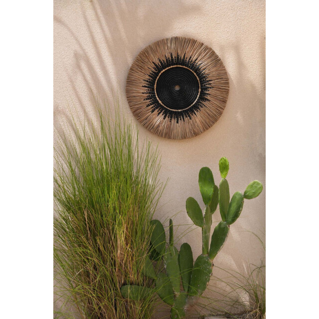Bazar Bizar The raffia macramé wall deco black natural JABR053BN large