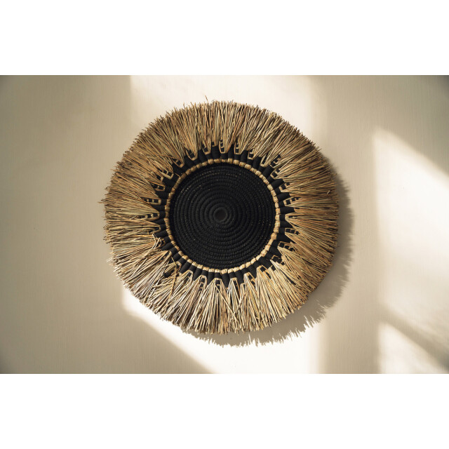 Bazar Bizar The raffia macramé wall deco black natural JABR053BN large