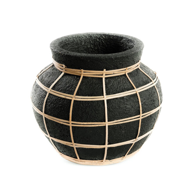Bazar Bizar The belly vase black natural s JABR087BN-S large
