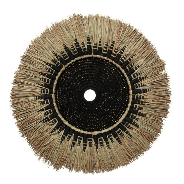 Bazar Bizar The raffia macramé wall deco black natural JABR053BN large