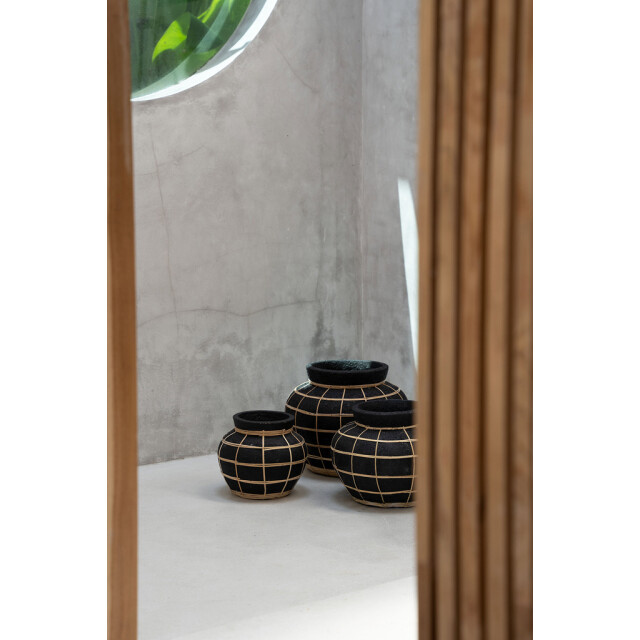 Bazar Bizar The belly vase black natural l JABR087BN-L large