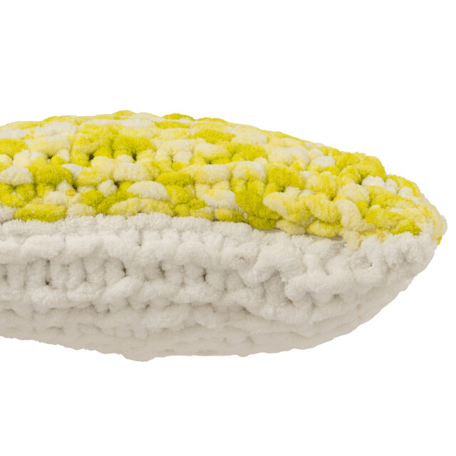 J-Line Cushion knitted polyester green/white 58641 large