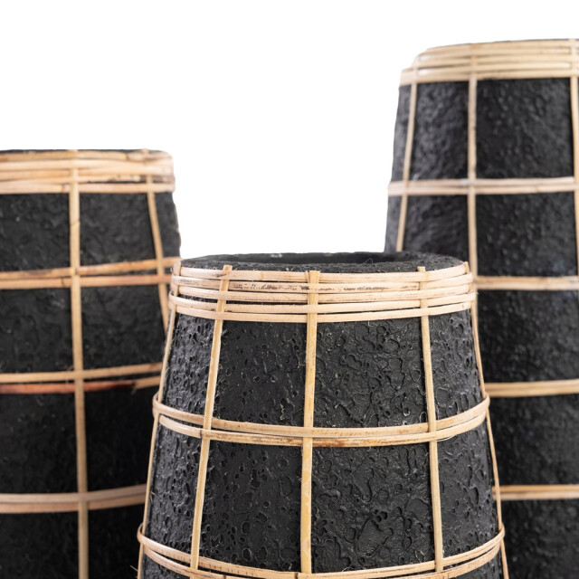 Bazar Bizar The cutie vase black natural l JABR086BN-L large