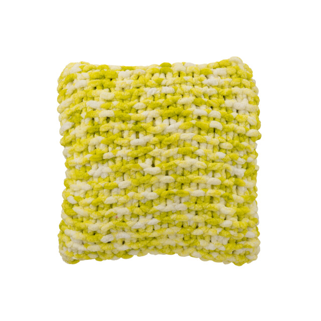 J-Line Cushion knitted polyester green/white 58641 large