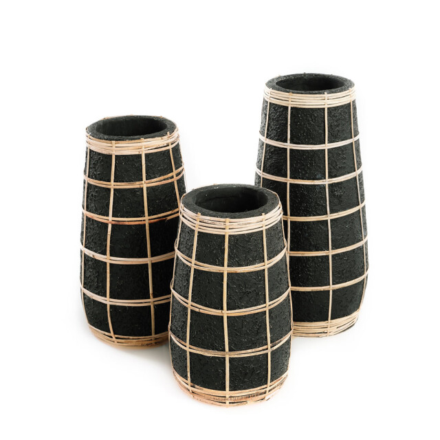 Bazar Bizar The cutie vase black natural l JABR086BN-L large