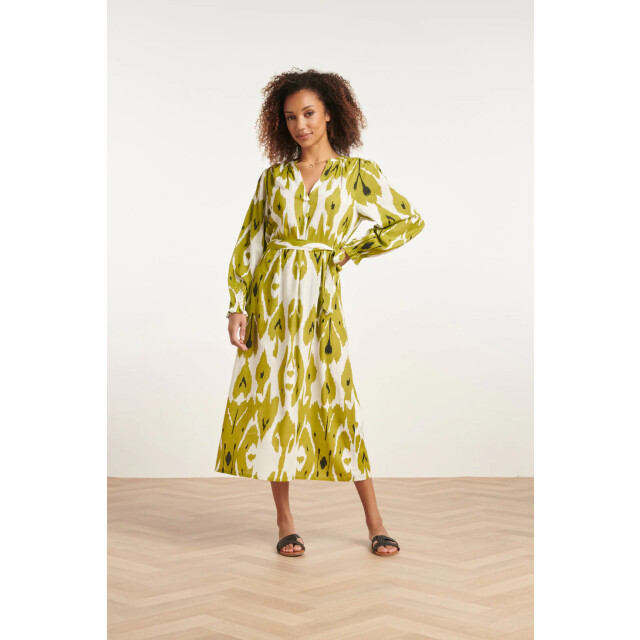 Smashed Lemon 24143 eenvoudige klassieke jurk met mos aztekenprint | 24143-010-549 large