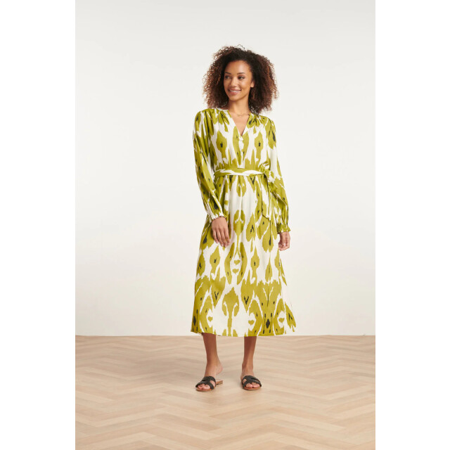 Smashed Lemon 24143 eenvoudige klassieke jurk met mos aztekenprint | 24143-010-549 large