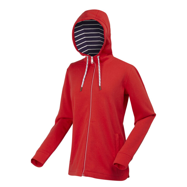 Regatta Dames bayletta gestreepte voering full zip hoodie UTRG10360_highriskred large