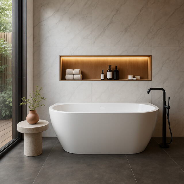 Badplaats Ligbad hanoi 170 x 80 x 58 cm half vrijstaand bad hoogglans 3236462 large