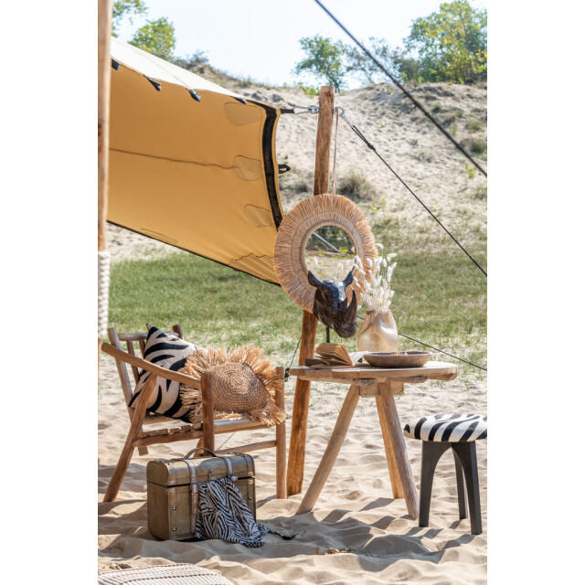 J-Line Kussen zebra vierkant leer wit 98262 large