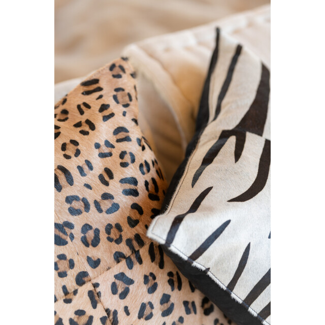 J-Line Kussen zebra vierkant leer wit 98262 large