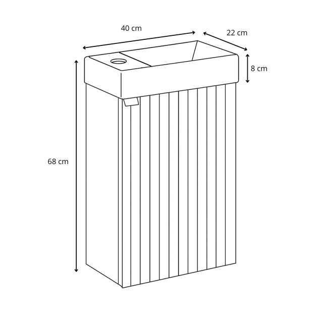 Badplaats Toiletmeubel bosco 40 x 22 cm walnoot fonteinmeubel met wastafel 3180974 large