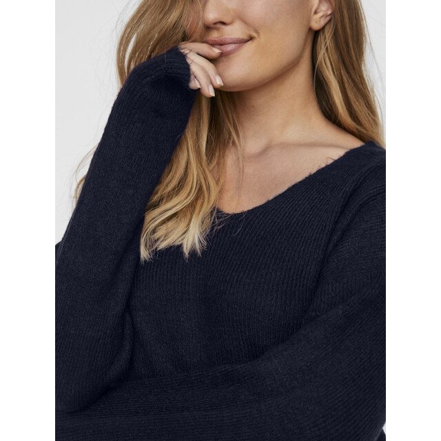 Vero Moda Vmcrewlefile ls v-neck blouse noos navy 4219.37.0008 large