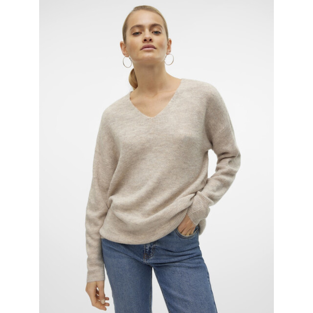 Vero Moda Vmcrewlefile ls v-neck blouse noos beige 4219.05.0004 large