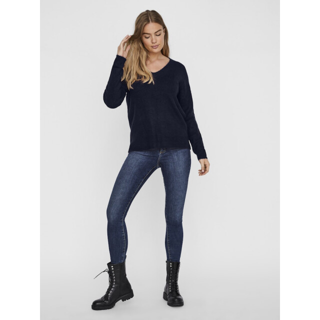Vero Moda Vmcrewlefile ls v-neck blouse noos navy 4219.37.0008 large