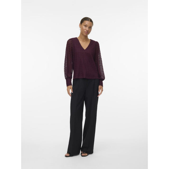 Vero Moda Vmbecca ls v-neck lace top jrs noos bordeaux 4329.47.0002 large