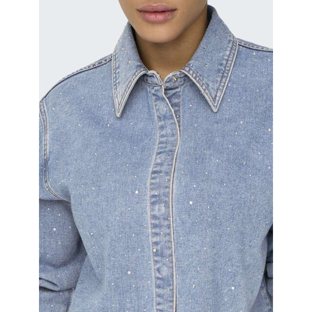 Only Onlmaggiemay l/s rhinest dnm shirt light blue deni 15352423-177934 large