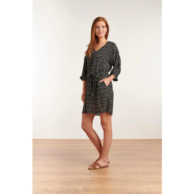 Smashed Lemon 23012 marscha jurk losvallen met driekwart mouw | 23012-009-XL large