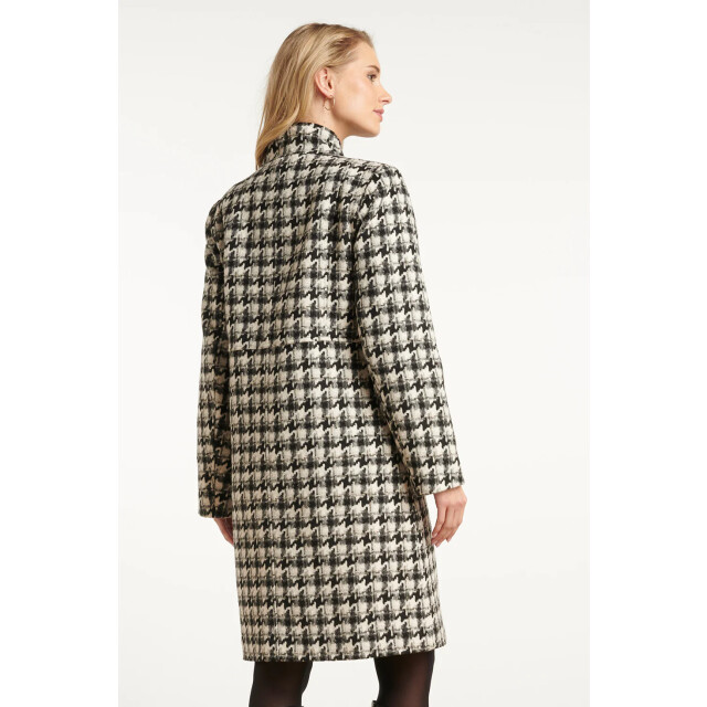 Smashed Lemon Houndstooth jas met hoge hals in zwart en off-white | 25549-999-010 large