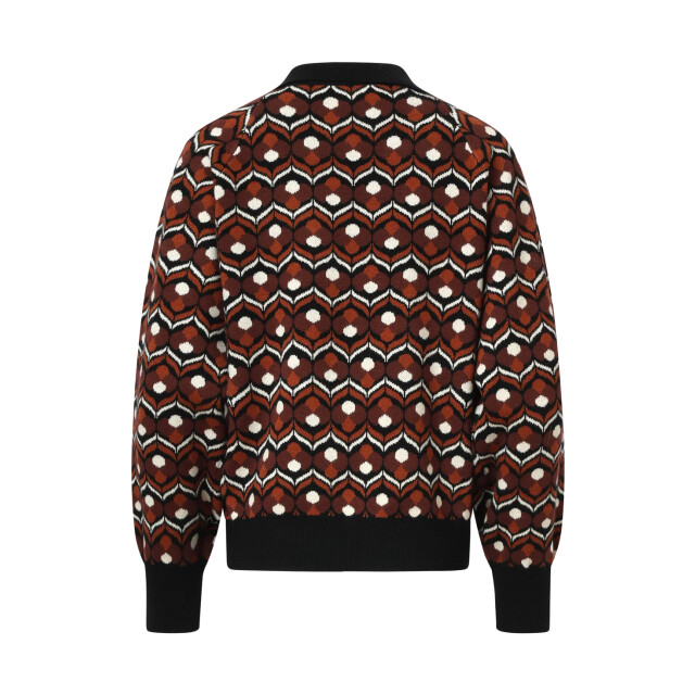 Smashed Lemon Retro gebreide top in bruin en zwart met v-hals en kraag | 25530-775-999 large