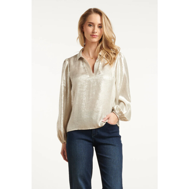 Smashed Lemon Damesglanzende top met trendy losvallende p... | 25633-020-L large