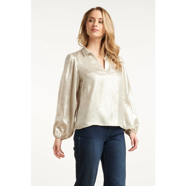 Smashed Lemon Damesglanzende top met trendy losvallende p... | 25633-020-L large