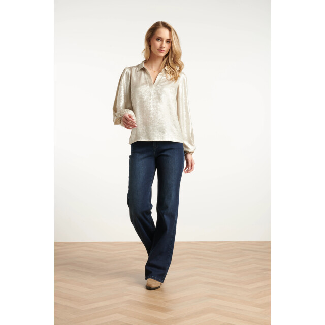 Smashed Lemon Damesglanzende top met trendy losvallende p... | 25633-020-L large