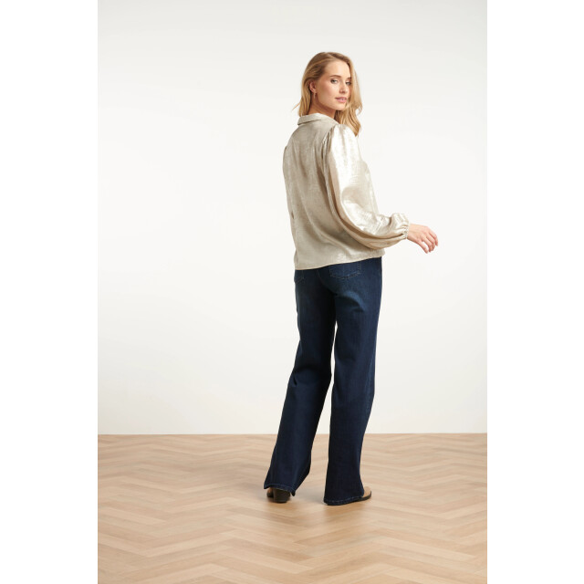 Smashed Lemon Damesglanzende top met trendy losvallende p... | 25633-020-L large
