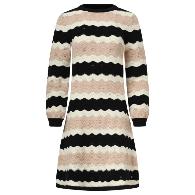 Smashed Lemon Damesgebreide jurk zand met golfpatroon pof... | 25527-999-720 large