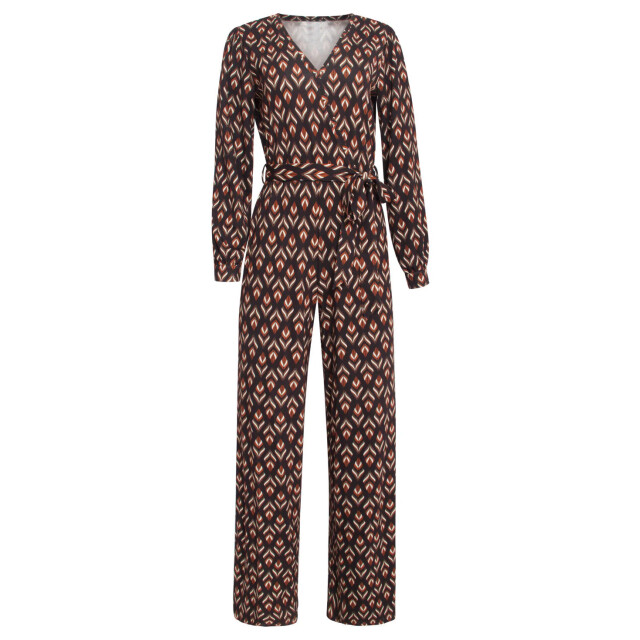 Smashed Lemon 24547 e stretchy jumpsuit met bladerprint | 24547-999-775 large