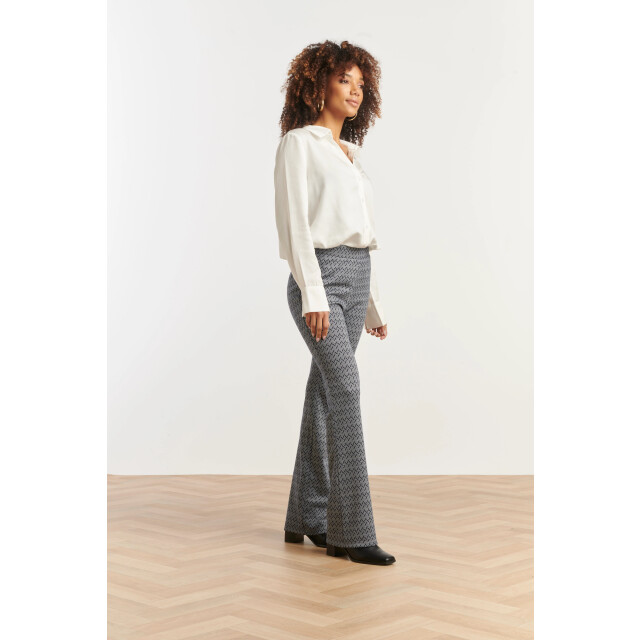 Smashed Lemon Navy en witte geometrische broek | 25640-009-XS large