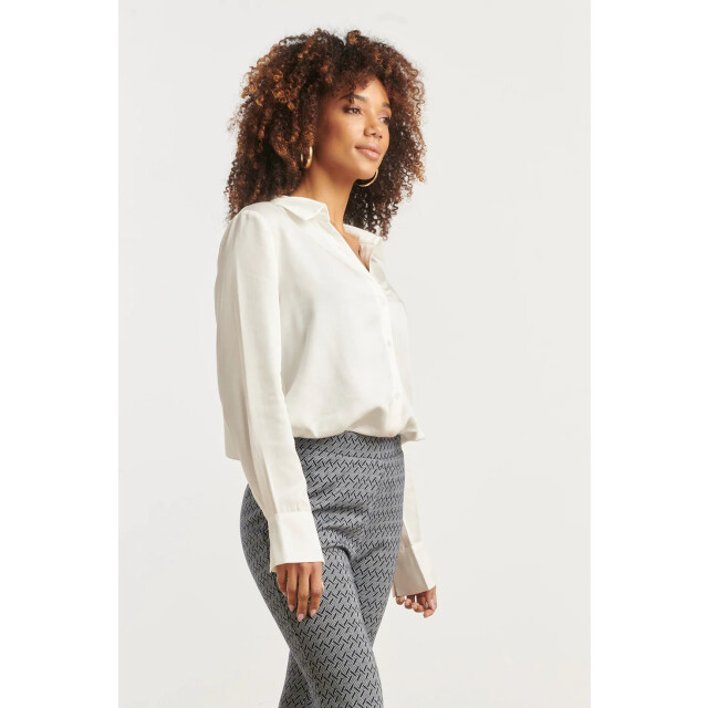 Smashed Lemon Doorknoopshirt met v hals & kraag | 25613-010-XS large
