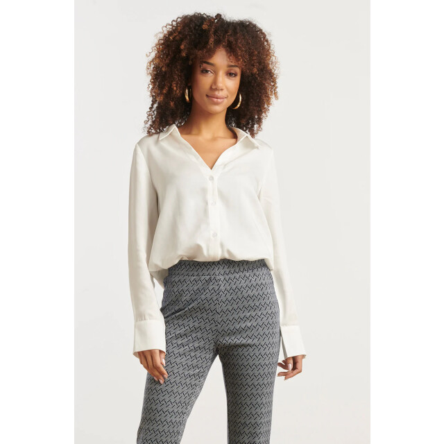 Smashed Lemon Doorknoopshirt met v hals & kraag | 25613-010-XS large
