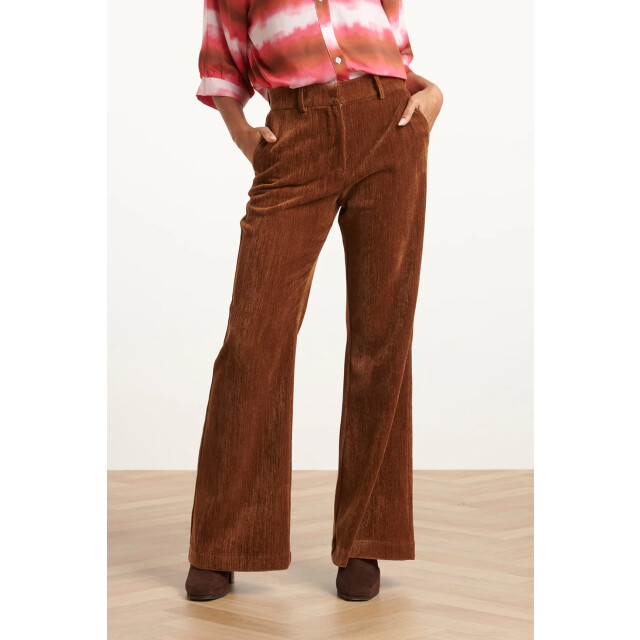 Smashed Lemon Retro chic bruine flared broek | 25648-775-4XL large
