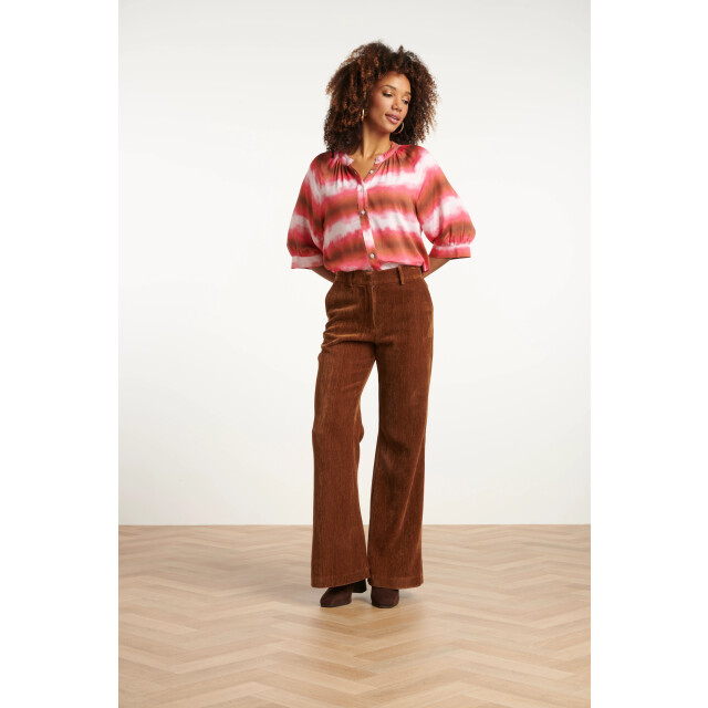 Smashed Lemon Retro chic bruine flared broek | 25648-775-4XL large