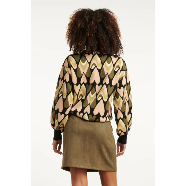 Smashed Lemon Gebreide haartjes knit top in zwart en army | 25533-999-550 large