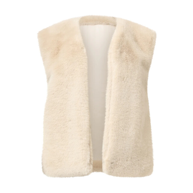 Smashed Lemon Imitatiebont gilet in zand | 25556-720-4XL large