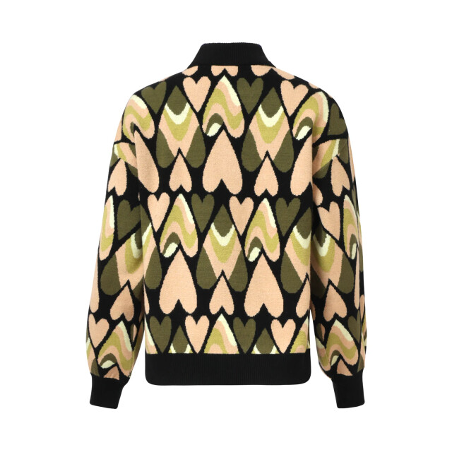 Smashed Lemon Gebreide haartjes knit top in zwart en army | 25533-999-550 large