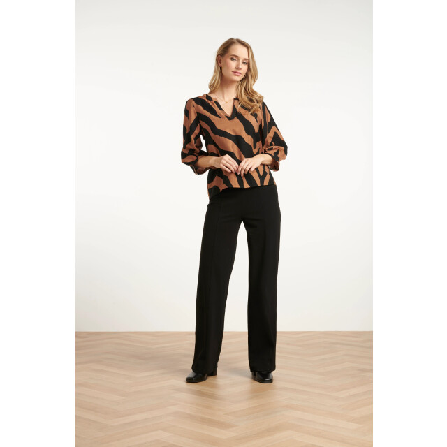 Smashed Lemon Bruin en zwart dierenprint top met v-hals | 25558-775-999 large