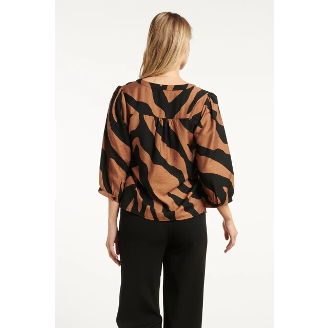 Smashed Lemon Bruin en zwart dierenprint top met v-hals | 25558-775-999 large
