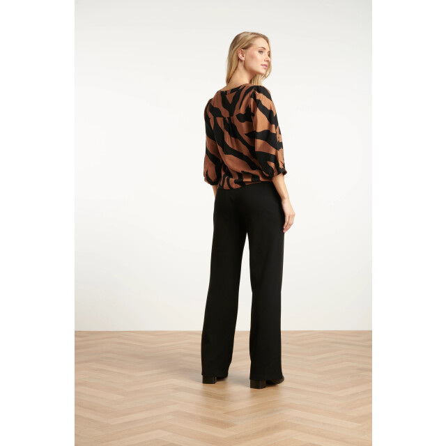 Smashed Lemon Bruin en zwart dierenprint top met v-hals | 25558-775-999 large