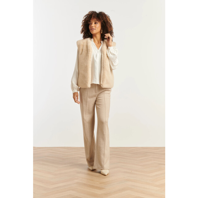 Smashed Lemon Imitatiebont gilet in zand | 25556-720-4XL large
