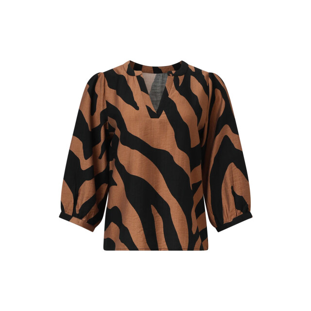 Smashed Lemon Bruin en zwart dierenprint top met v-hals | 25558-775-999 large
